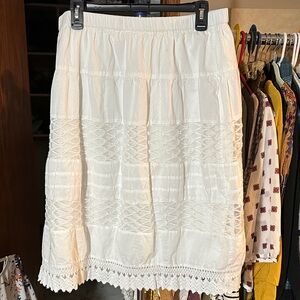 SW New York White Textured A-Line Skirt - cotton